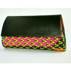 Black leather and ankara tribal print design